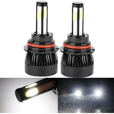 2 phares avant LED COB 9004 80W 6000K blanc 4 côtés avec ventilateur de refroidissement (1/5)