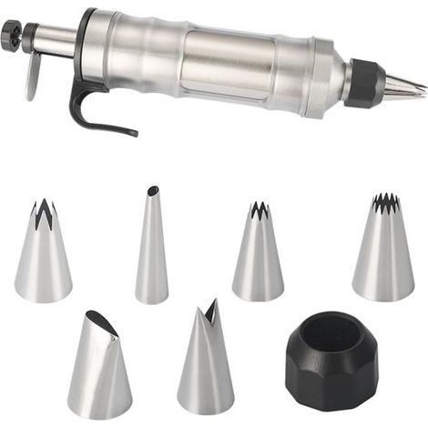 Kit de décoration de desserts à la poche à douille - Décoration de gâteaux - Acier inoxydable - 6 douilles - Pour gâteaux et cupcakes - Argent