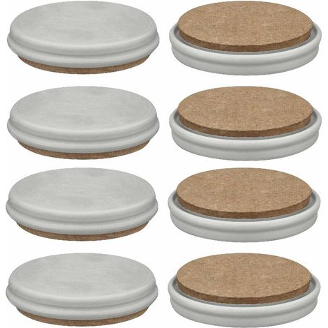 4x Patin glisseur réversible en plastique gris et mélange de fibres de cuir marron rond à enfoncer tous types de sol Protection Sol Parquet Carrelage Moquette Lino Pied Meuble Chaise Table, Ø23mm (1/2)