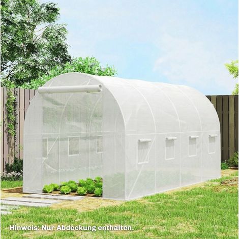 Cubierta de invernadero 4 x 2 x 2 m de polietileno blanco con puerta y 8 ventanas DESVIAE (1/5)