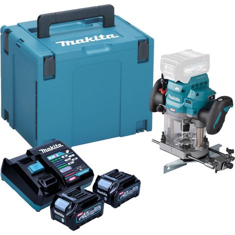 Makita RP 001 GD201 Fresadora sin cable 40 V máx. 12 mm sin escobillas + 2x batería 2,5 Ah + cargador + Makpac (1/5)