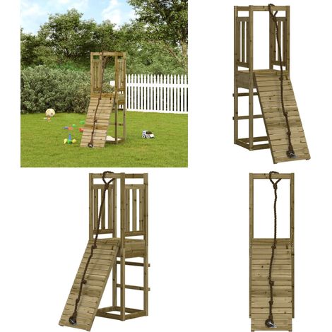 Spielturm mit Kletterwand Imprägniertes Kiefernholz - Holzspielplatz - Spielturm - Kletterwand - Kinderspielgerät - Gartenmöbel - Home & Living