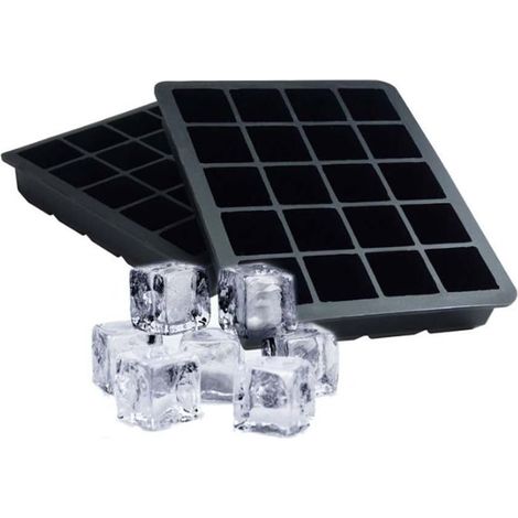 Set of 2 silicone ice cube molds 20 compartments per tray 2.5 cm per square (1/5)