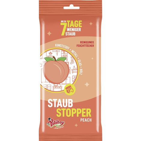 Poliboy Staubstopper Feuchttücher Pfirsich - 24 Stk. (1/2)