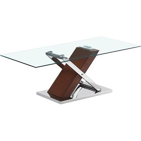 Table basse en bois MDF et acier - longueur 120 x profondeur 60 x hauteur 42 cm -PEGANE-