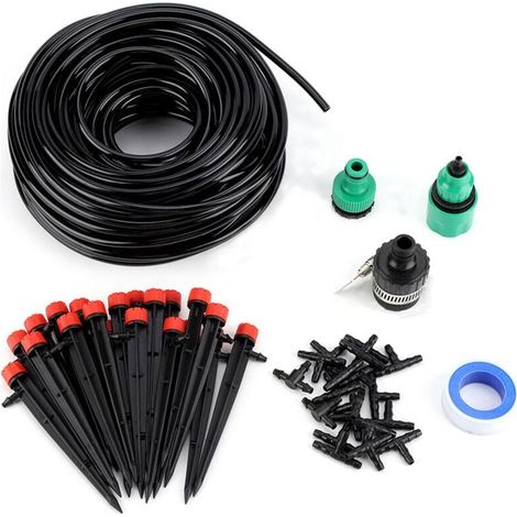 Trywise Kit Irrigation Goutte Goutte, Système D'irrigation Jardin Irrigation Goutte Goutte Irrigation Automatique avec Tuyau de 25 m et Joint en T 19 x 4/7 pour Paysage Plantes de Patio (1/4)