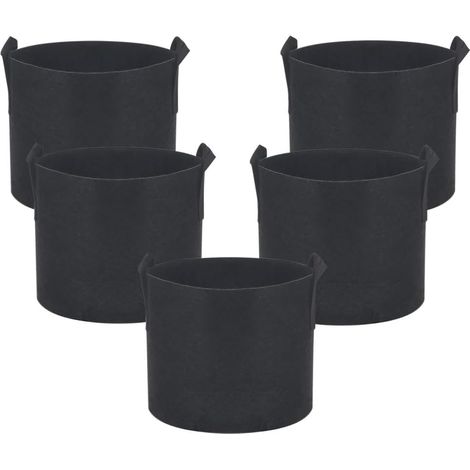 MINKUROW Confezione Da 5 Sacchetti Per Piante In Pile 11 Litri - 3 Galloni - 25 X 22 Cm - Con Manici Per Il Trasporto - Per Giardino, Serra Ecc. - Sacchetto Per Piante (1/5)