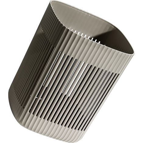 Corbeille à papier en plastique, design ajouré, ouverture sur le dessus, grande capacité, grise, idéale pour la chambre, la salle de bain ou le bureau. (1/5)