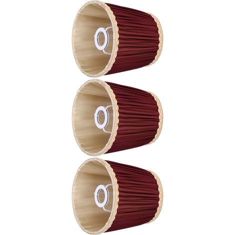Lot de 3 abat-jour en tissu E14 rouge vin, style moderne, à pince, pour lampes murales, bougies et lampes de table. (1/5)