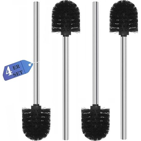 Replaceable Toilet Brush with Stainless Steel Handle Toilet Cleaning Black (1/5)