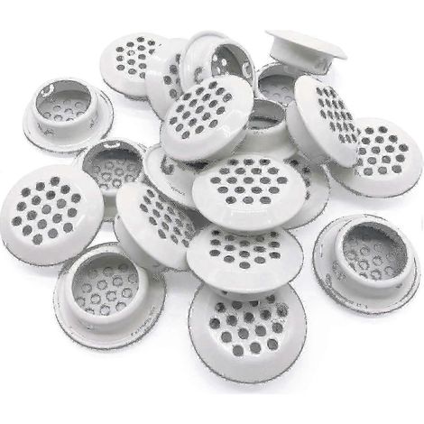 20 Grilles d'Aération Métal Blanc 25mm avec Mousse Anti-Insectes pour Cuisine, Salle de Bain, Placard et Armoire (1/5)