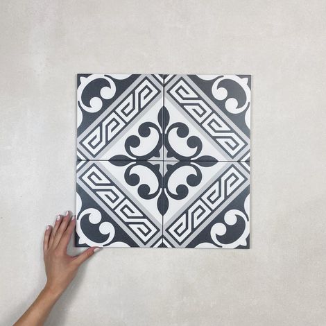 Carrelage Imitation Carreaux de Ciment LA MADELEINE 20x20 cm Juliette Gris (1/4)