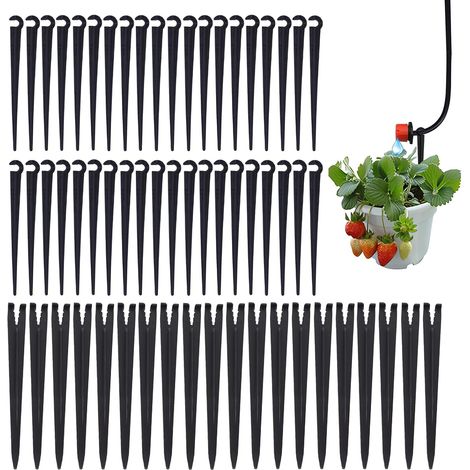60 Pcs Support Tuyau Arrosage en PE Piquet de Fixation au Sol Porte Tuyau Arrosage de Φ de 7mm Accroche Tuyau Arrosage Piquet Goutte à Goutte Crochet pour Tuyau Arrosage Irrigation Jardin (1/5)