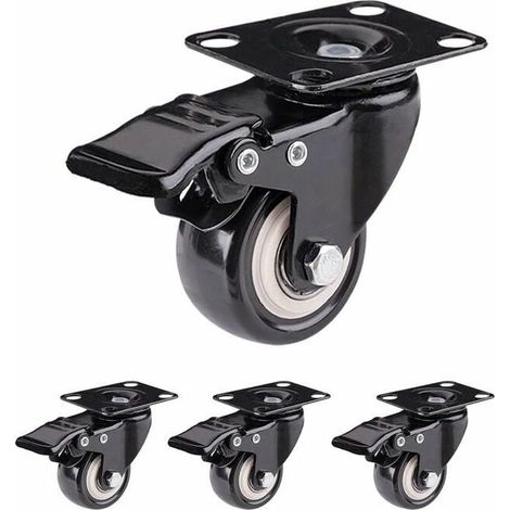Ruedas giratorias de alta resistencia con freno, diámetro 50 mm, ideales para la manipulación de muebles y transporte industrial. (1/4)