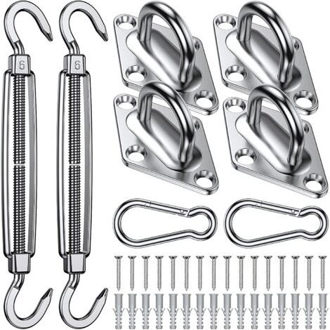 Kit de Fixation pour Voile d'Ombrage - 304 Inoxydable Voile d'Ombrage, Kit de fixation Voile d'ombrage pour Triangle, Carré & Rectangle, Heavy Duty antirouille  Voile D'ombrage Kit de Fixation