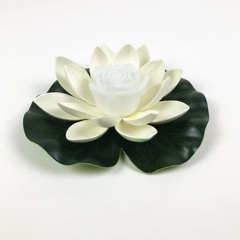 Lumière de Lotus, décoration de Bassin Flottant Fleur de Lotus LED changeant de Couleur de Fleurs Nuit Lampe de lumière pour Pool Party Garden House, Blanc