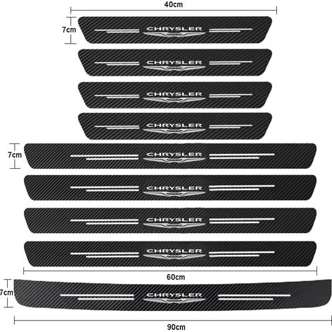 (9 pièces pour Chrysler 1) Protections de seuil de porte en fibre de carbone,autocollants pour Chrysler 300c,Android Town Country,Grand Voyager et PT Cruiser (1/3)
