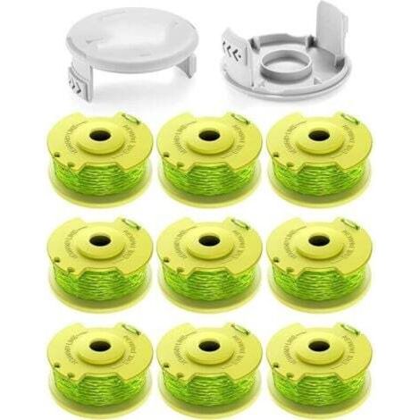 Convient aux accessoires de tondeuse à gazon RYOBI, tête de coupe d'herbe AC80RL3/AC14HCA, corde de coupe d'herbe(9 Bobine,2 Couvercle) (1/4)