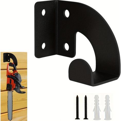 Supporto robusto per motosega - Supporto per motosega per giardino, garage, officina, metallo nero (1/5)