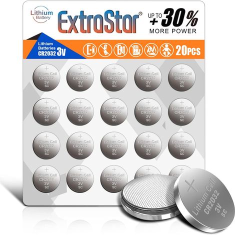 Lot de 20 Piles Haute Performance Bouton au Lithium 3V Non Rechargeable Pile Plate cr2032 - Paquet de 20 (1/5)