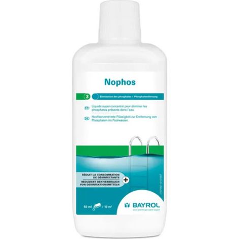 Bayrol – Anti-phosphates Nophos – Élimine phosphates pour piscine – Formule concentrée – Action curative et préventive – 1 litre (1/9)