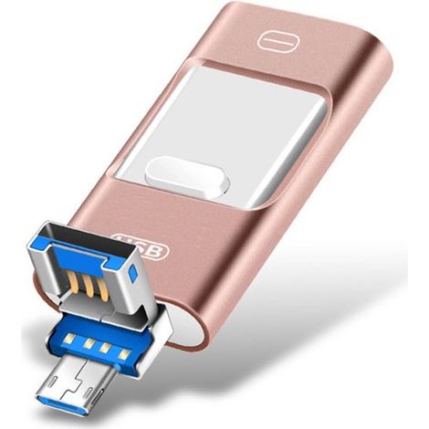 Clé USB 4-en-1 128 Go – USB-C / Micro-USB / USB-A – Transfert de données haute vitesse – Compatible iOS, Android et PC