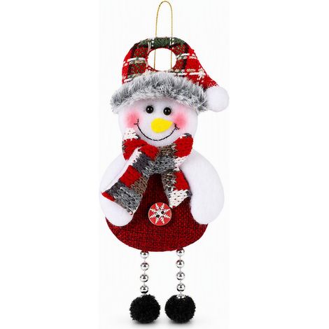 Ornement de Noël bonhomme de neige en tissu 19 × 8 cm — petite décoration suspendue pour sapin (1/5)