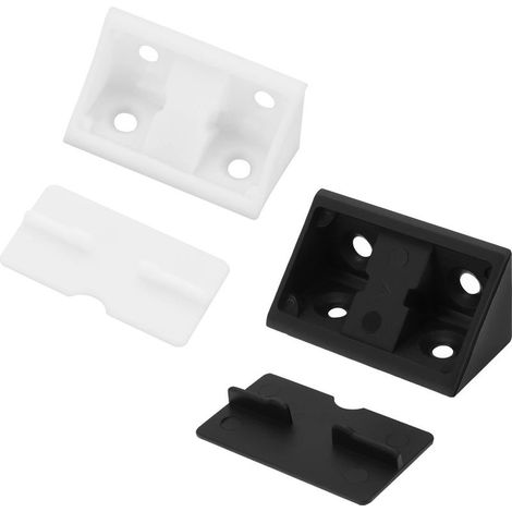 idea 100 Stück Kunststoff-Eckverbinder 41x20x20mm Möbeleckenverstärkung mit Kappe für verstärkte Schubladen, Schränke und Büros - Schwarz und Weiß (1/4)
