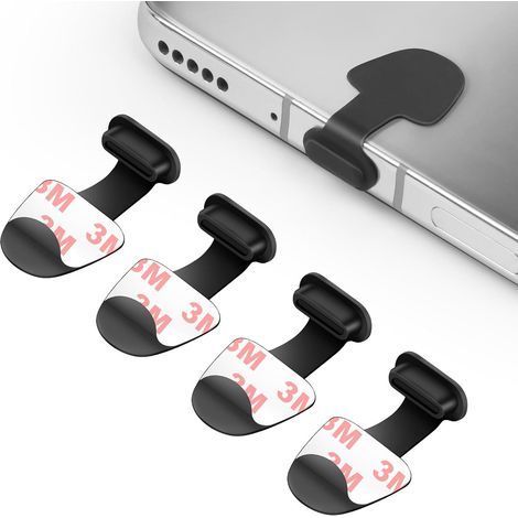 Handy-Staubschutzset, 4er-Pack Silikon-Klebe-Staubschutzkappen für Typ-C-Anschlüsse, mit Stecknadel, kompatibel mit Typ-C-Handys und -Tablets (1/5)