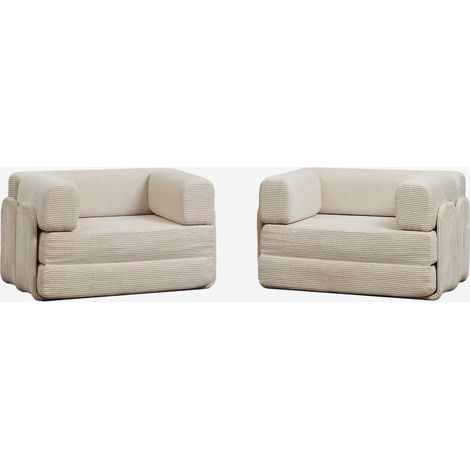 Pack de 2 sillones cama en pana envasados al vacío Kyoto SKLUM       