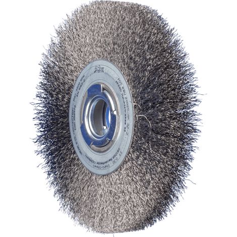PFERD TOOLS POS Rundbürste breit ungezopft RBU Ø200x25xvariable Bohrung Stahl-Draht-Ø0,30 Schleifbock
