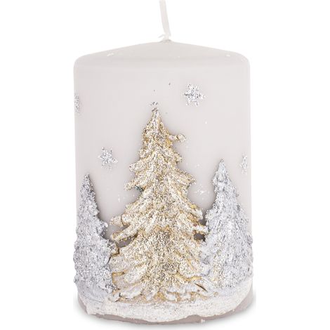 Weihnachtskerze, graues Paraffin, 10 x 7 x 7 cm (1/5)