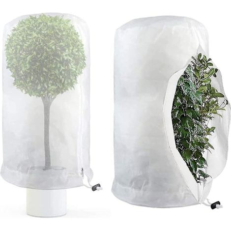 Lot de 2 protections hivernales pour plantes, protection contre le gel, grand sac pour plantes en pot, 60 x 80 cm (1/5)