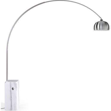 Lampada da Terra con Base in Marmo - Lampada da Salotto - Bow Bianco