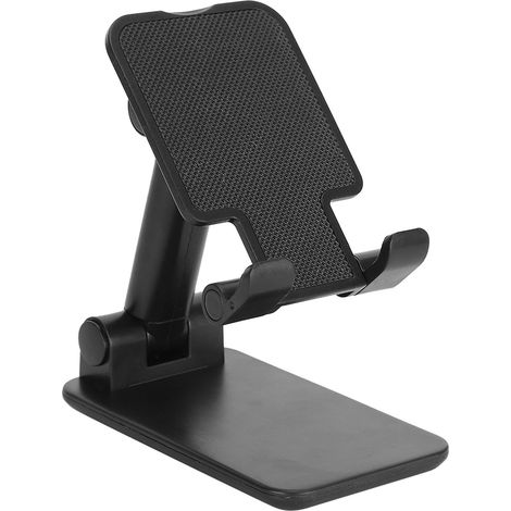 Support de bureau réglable et pliable avec miroir intégré pour téléphone portable et tablette (noir) (1/5)