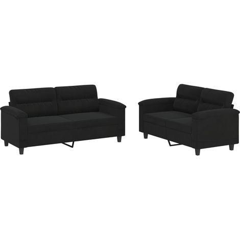 Maison Exclusive - Ensemble de canapés 2 pcs avec coussins noir tissu microfibre
