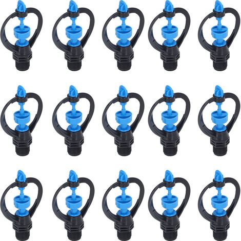 Lot de 15 buses d'arrosage pour pelouse, filetage extérieur G1/2, rotation automatique à 360°, portée moyenne, pour l'arrosage et l'irrigation de jardins et pelouses. Buse ronde. (1/5)