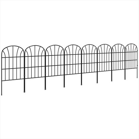Clôture de jardin décorative 264 x 61 cm lot de 8 panneaux métal (1/5)