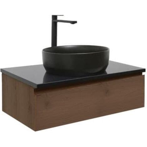 Ensemble meuble avec vasque et plan et mitigeur - SAT - B-Way - 59x30x45 - noyer