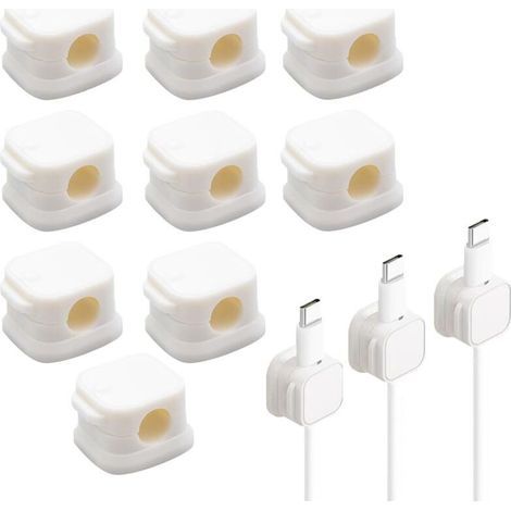 9 Pièce Clips Cable,Magnetic Cable Clips,Accroche Cable,Clips Cable Adhesif,Cable Clips,Support Cable,Pince Cable,Accroche Cable Adhésif,pour Câble de Chargement,HDMI,USB,Câble Audio(Blanc) (1/5)