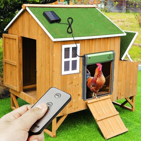 Porte automatique poulailler solaire – Minuterie et capteur de lumière – Résistant aux intempéries – Installation rapide en 10 minutes (1/5)