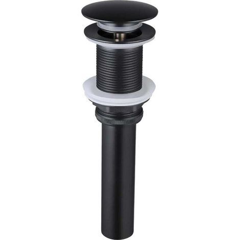 Bouchon de vidange d'évier sans trop-plein, pour évier, toilettes et armoire de salle de bain, avec vidage automatique, noir mat, tout métal, laiton antirouille et acier inoxydable 304. (1/5)