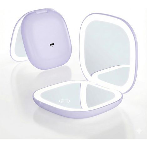 10X Magnifying Mirror, Rechargeable LED, 3 Light Modes, Touch Control, Travel (1/5)