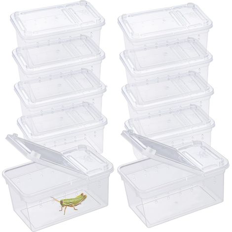 Boîte d'élevage de reptiles mini récipient transparent pour petits animaux insectes araignées grillons lot de 10 (1/5)