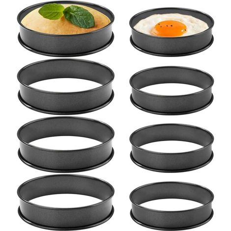 8-Pack Non-Stick English Muffin Rings, Perfect for Making English Muffins and Pancakes – Double-Walled Stainless Steel Rings