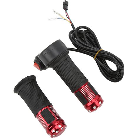 1 paire de poignées d'accélérateur à rotation pour vélo, scooter et véhicules électriques (rouge) (1/5)