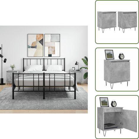 Nachttische 2 Stk. Betongrau 40x30x50 cm Holzwerkstoff - Beton Grau - Nachttisch - Wohnzimmer Dekoration - Holzwerkstoff - Schrank