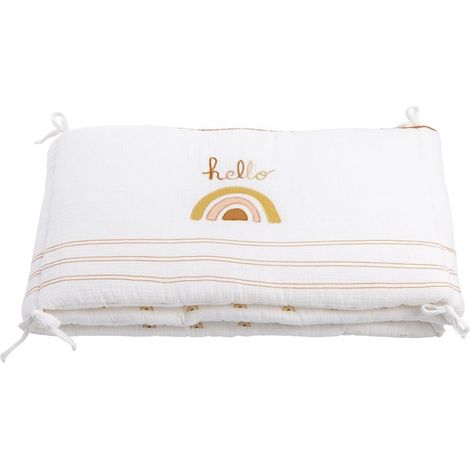 Tour de lit bébé en coton blanc - SAUTHON - Sunlight - 200x40cm - Chaleureux - Douillet - Décoration (1/5)