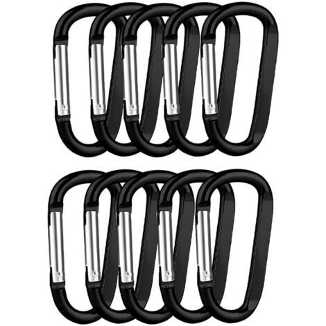 FENOPLASTICALot de 10 mousquetons en acier inoxydable, mousqueton robuste, porte-clés, pour randonnée, camping, suspension de plantes, 20 kg (1/5)
