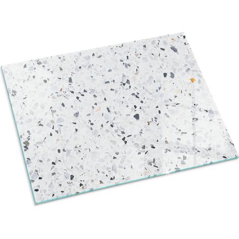 Plaque Rectangulaire de protection de sol en verre pour cheminée ou poêle moderne anti-chaleur et étincelles Motif pierre avec particules 80x60 cm (1/5)